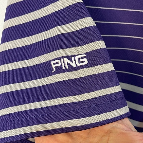 K State Ping Golf Polo Shirt Men's Size Small Purple Light Gray Stripes Wildcat - Picture 6 of 16